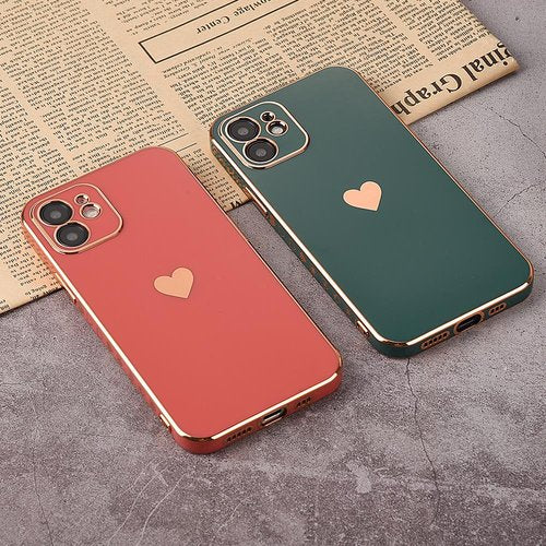 iPhone 13 Hülle, Niedlich Herz Mädchen Weich Silikon TPU Galvanisierte Handy hülle