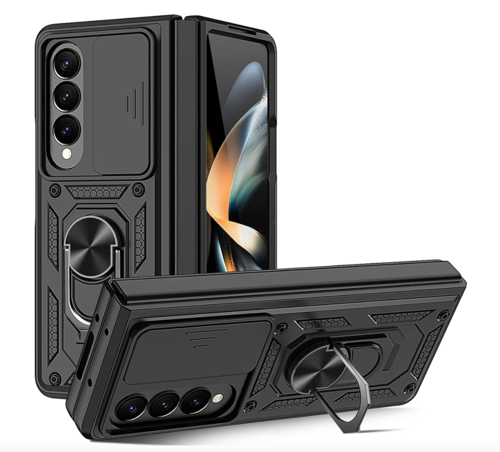 Samsung Galaxy Z Fold 5 5G Hülle mit kameraSchutz und Ständer mit eingebautem 360°Rotate Ringständer Magnetische Schutzhülle