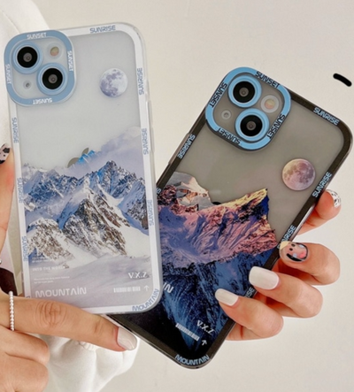 iPhone 13 Series - Berg muster Stossfest Klar TPU Telefon Zurück Abdecken / Hülle