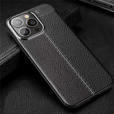 iPhone14 / 14 Plus / 14 Pro / 14 Pro Max Schutzhülle Flexible Silikon TPU Kratzfeste Hülle Leder Look