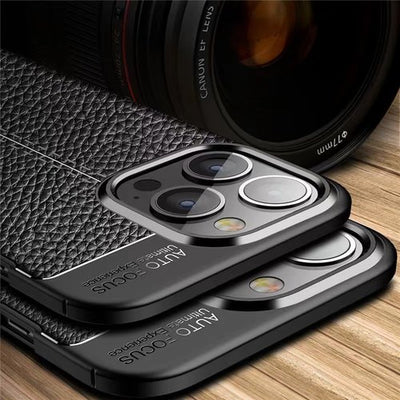 iPhone14 / 14 Plus / 14 Pro / 14 Pro Max Schutzhülle Flexible Silikon TPU Kratzfeste Hülle Leder Look