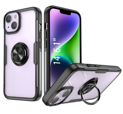 iPhone 14 / 14 Plus / 14 Pro &amp; 14 Pro max Transparent Ringhülle Stossfeste Schutzhülle - Kohlenstoff