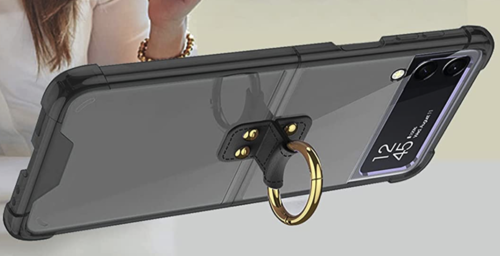 Samsung Galaxy Z Flip 4 5G mit Ring, transparente mit Schwarz Hülle