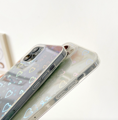 iPhone 13 Hülle für transparente Glitter Herz muster für Frauen