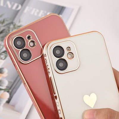 iPhone 13 Hülle, Niedlich Herz Mädchen Weich Silikon TPU Galvanisierte Handy hülle