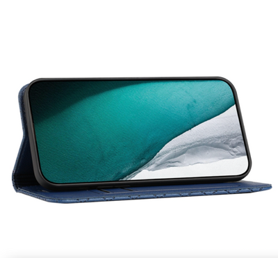 iPhone 14 Series Housse de protection en cuir véritable avec support magnétique et fonction de verrouillage RFID