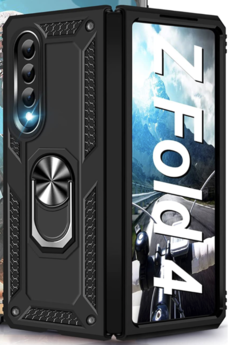 Z Fold 4 Heavy Duty Armor Silikon Phone Cover mit magnetischem Ring Ständer Rugged Military