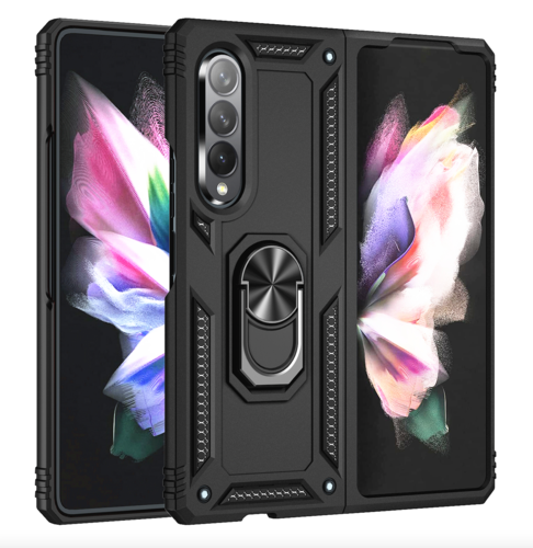Z Fold 4 Heavy Duty Armor Silikon Phone Cover mit magnetischem Ring Ständer Rugged Military