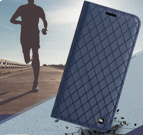 iPhone 14 Series Housse de protection en cuir véritable avec support magnétique et fonction de verrouillage RFID