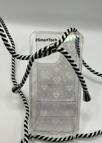 Luxus Klar Laser Liebe Herz Fall Für iPhone 13 Crossbody Lanyard Hängen Gurt Seil Abdeckung