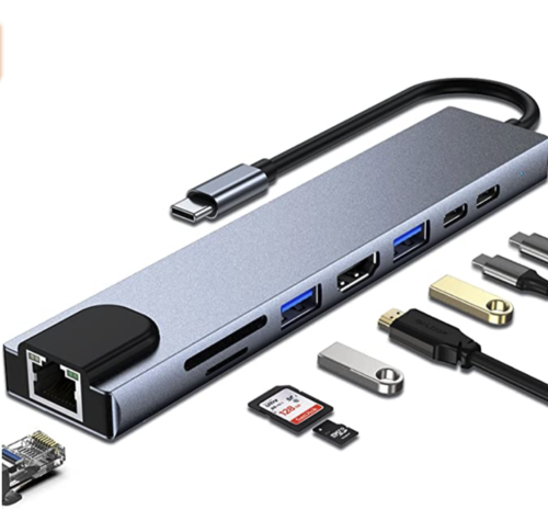 USB C Hub HDMI Adapter mit Ethernet, Isobel 8 IN 1 Type C Hub Docking Station mit 4K HDMI USB 3.0