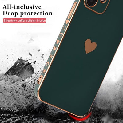 iPhone 13 Hülle, Niedlich Herz Mädchen Weich Silikon TPU Galvanisierte Handy hülle