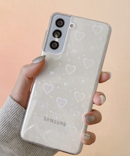 Samsung Galaxy S22 Modell  Hülle für transparente Glitter Herz muster
