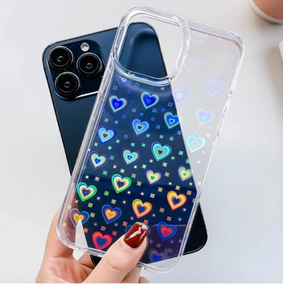 iPhone 13 Hülle für transparente Glitter Herz muster für Frauen