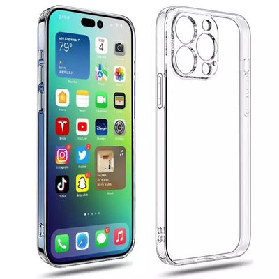iPhone 14 / 14 Plus / 14 Pro &amp; 14 Pro Max Housse de protection, coque en silicone TPU avec protection de caméra, transparente