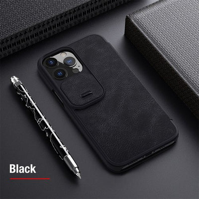 Étui Nillkin compatible avec iPhone 13 Pro / 13 Pro Max, cache-caméra en cuir