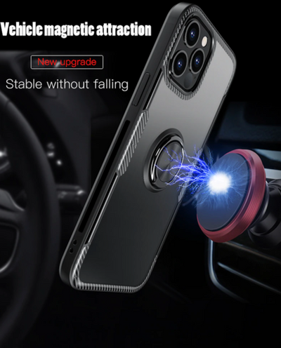 iPhone 14 / 14 Plus / 14 Pro &amp; 14 Pro max Transparent Ringhülle Stossfeste Schutzhülle - Kohlenstoff