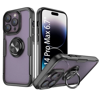 iPhone 14 / 14 Plus / 14 Pro &amp; 14 Pro max Transparent Ringhülle Stossfeste Schutzhülle - Kohlenstoff