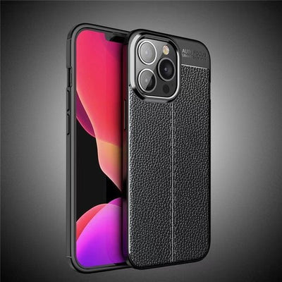 iPhone14 / 14 Plus / 14 Pro / 14 Pro Max Schutzhülle Flexible Silikon TPU Kratzfeste Hülle Leder Look