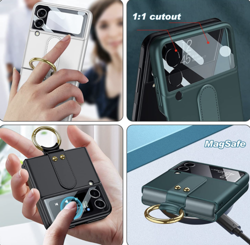 Samsung Galaxy Z Flip 4 5G Magnetische Scharnier Volle Schutz Abdeckung Kamera Glas - schwarz