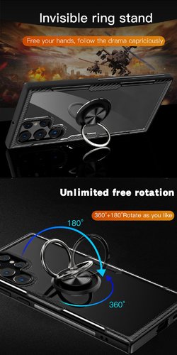 Samsung Galaxy S22 / S22+ & S22 Ultra Transparente Ringhülle Stossfest Hülle mit 360-grad rotationsringstän