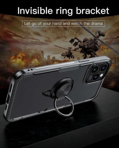 iPhone 14 / 14 Plus / 14 Pro &amp; 14 Pro max Transparent Ringhülle Stossfeste Schutzhülle - Kohlenstoff