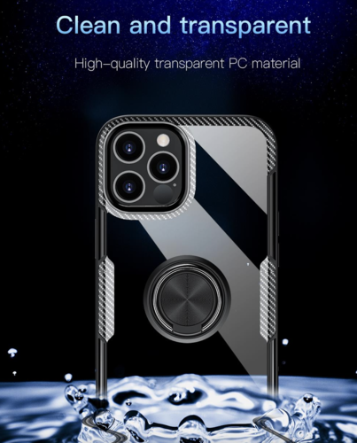 iPhone 14 / 14 Plus / 14 Pro &amp; 14 Pro max Transparent Ringhülle Stossfeste Schutzhülle - Kohlenstoff