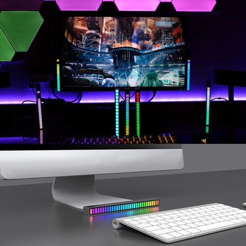 RGB bunt Musiksteuerung Licht USB / Wiederaufladbare Batterie APP-Steuerung 40 LED, schwarz
