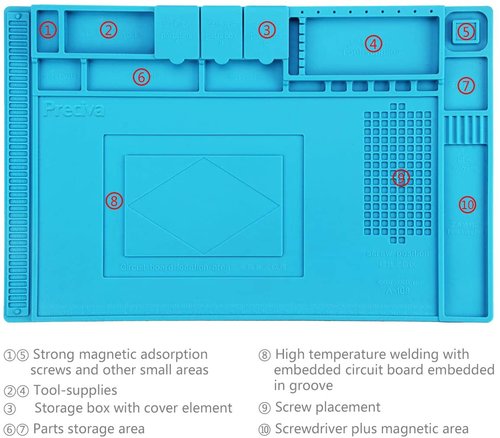 ESD Silikon matte 500℃ Hitzebeständige Magnetische Arbeitsmatte Arbeitsunterlage Reparatur