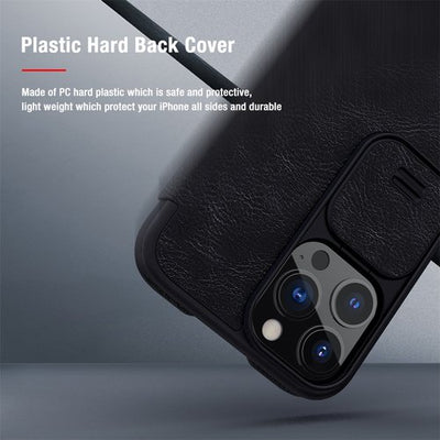 Étui Nillkin compatible avec iPhone 13 Pro / 13 Pro Max, cache-caméra en cuir