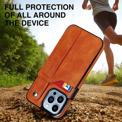 iPhone 14 Series Coque avec Kartensteckplatz, Ledertasche, Kartenetui , Griffständer Schutzhülle
