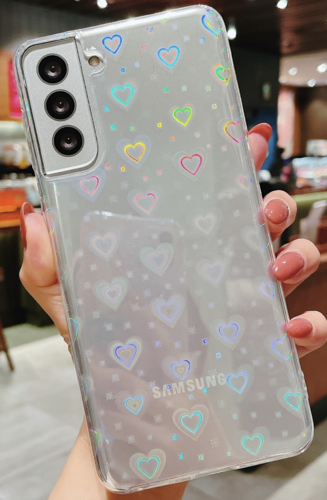 Samsung Galaxy S22 Modell  Hülle für transparente Glitter Herz muster