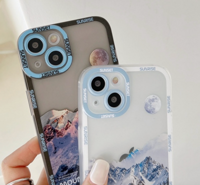 iPhone 13 Series - Berg muster Stossfest Klar TPU Telefon Zurück Abdecken / Hülle